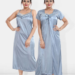 Be You Maxi Satin Wrap Nightdress With Robe