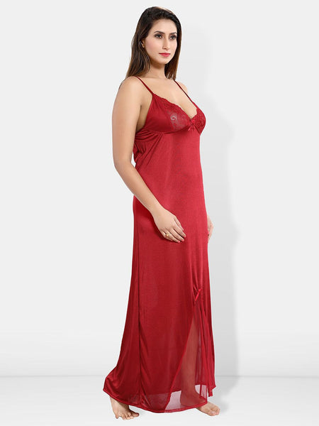 Be You Shoulder Straps Satin Maxi Nightdress With Robe