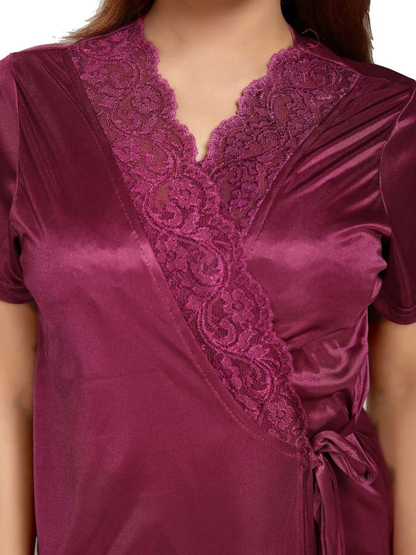 Be You V-Neck Satin Maxi Nightdress With Robe