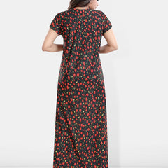 Be You Printed Satin V-Neck Maternity Maxi Nightdress