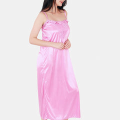 Be You Floral Lace Shoulder Straps Satin Maxi Nightdress With Robe