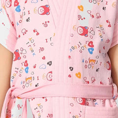 Be You Girls Printed Terry Cotton Water Absorbent Bath Robe With Belt