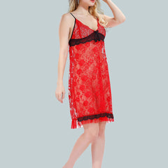 Be You V-Neck Lace Up Details Satin Baby Dolls With Robe