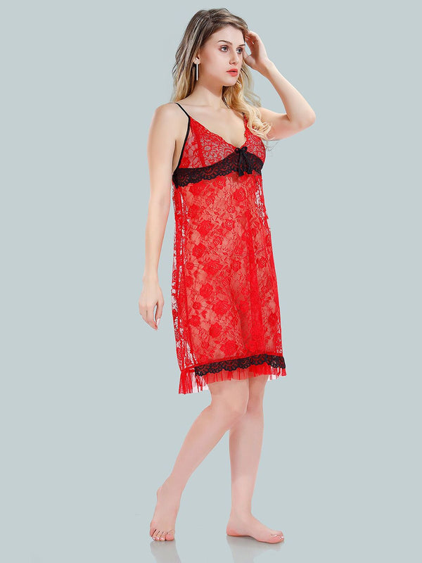 Be You V-Neck Lace Up Details Satin Baby Dolls With Robe