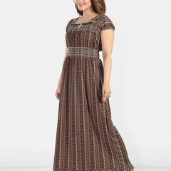 Be You Women Printed Maxi Nightdress