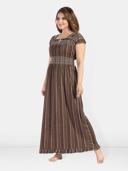 Be You Women Printed Maxi Nightdress