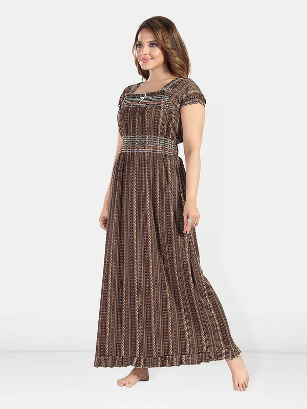 Be You Women Printed Maxi Nightdress