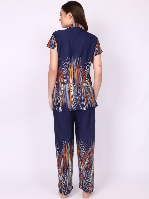 Be You Women Maroon Printed Satin Night suit