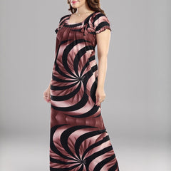 Be You Sarina Satin Spiral Print Maxi Nightdress