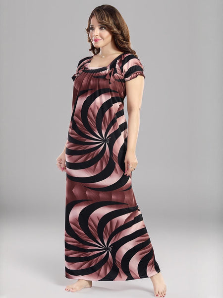 Be You Sarina Satin Spiral Print Maxi Nightdress