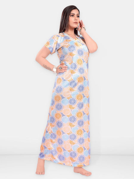 Be You Printed Women Tropical Printed Maxi Sweat Nightdress