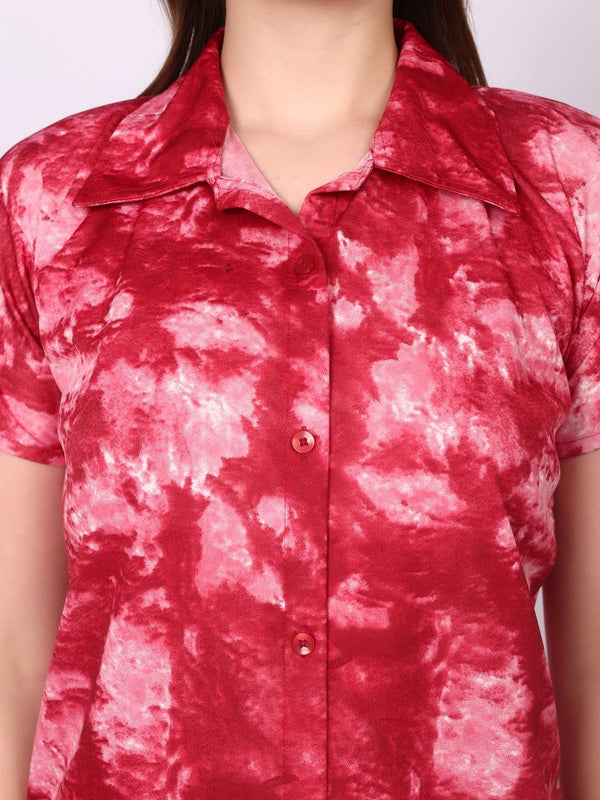 Be You Women Tie-Dye Print Top & Pyjama Night Suit