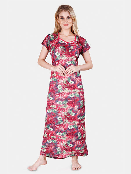 Be You Printed Satin Maternity Maxi Nightdress