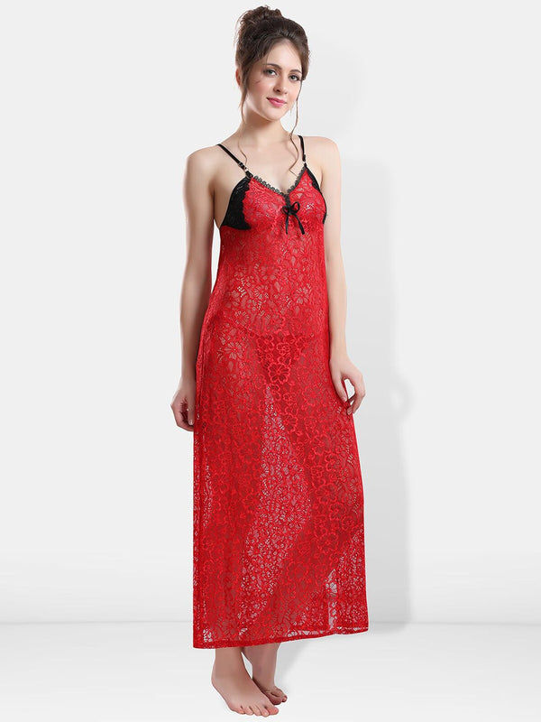 Be You Self Designed Shoulder Straps Satin Maxi Nightdress With Robe