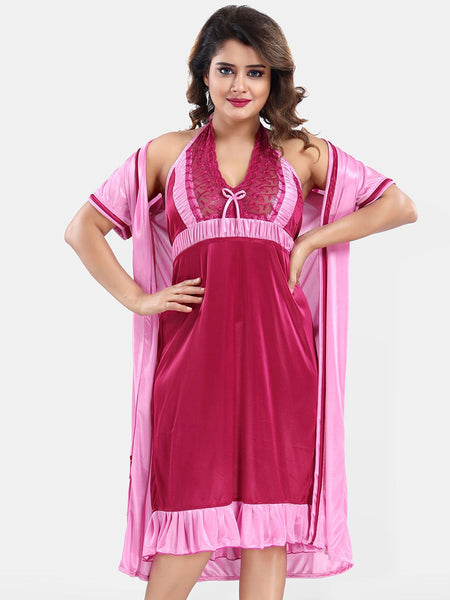 Be You Satin Wrap Nightdress With Robe