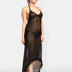 Be You Self Design Halter Neck Net Baby Doll With Brief
