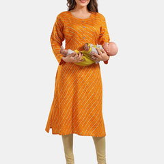 Be You Leheriya Printed Round Neck Kurta