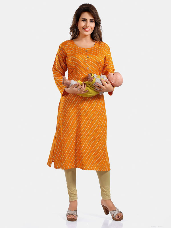 Be You Leheriya Printed Round Neck Kurta