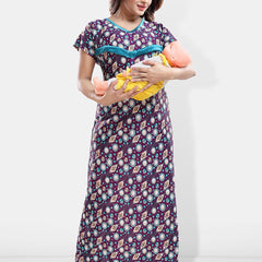 Be You Printed Satin Maternity Maxi Nightdress