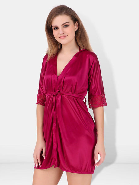 Be You Non-Wired Non Padded Lingerie Set With Robe-BUF-3-PCS-SET-2243-L
