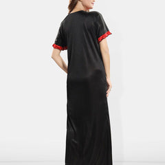 Be You Short Sleeves Satin Maxi Robe