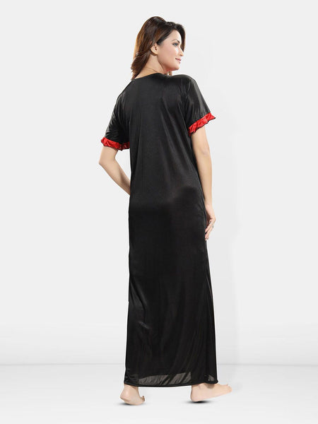 Be You Short Sleeves Satin Maxi Robe