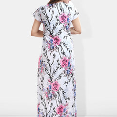 Be You Floral Printed Satin Maternity Maxi Sweat Nightdress