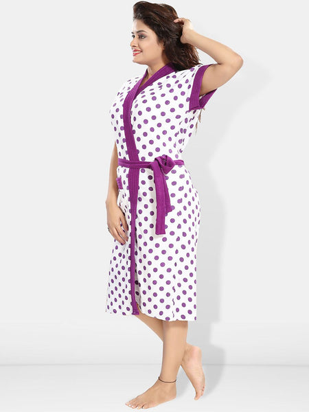 Be You Women Printed Cotton Anti-bacterial Super Soft Bath Robe With Belt