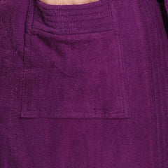 Be You Purple Solid Cotton Drawstring Knee Length Bath Robe