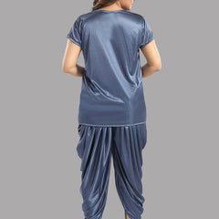 Be You Blue Satin Maxi Shoulder Straps Nightdress
