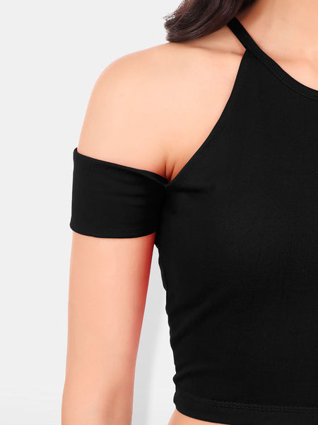 Be You Cold-Shoulder Cotton Crop Top