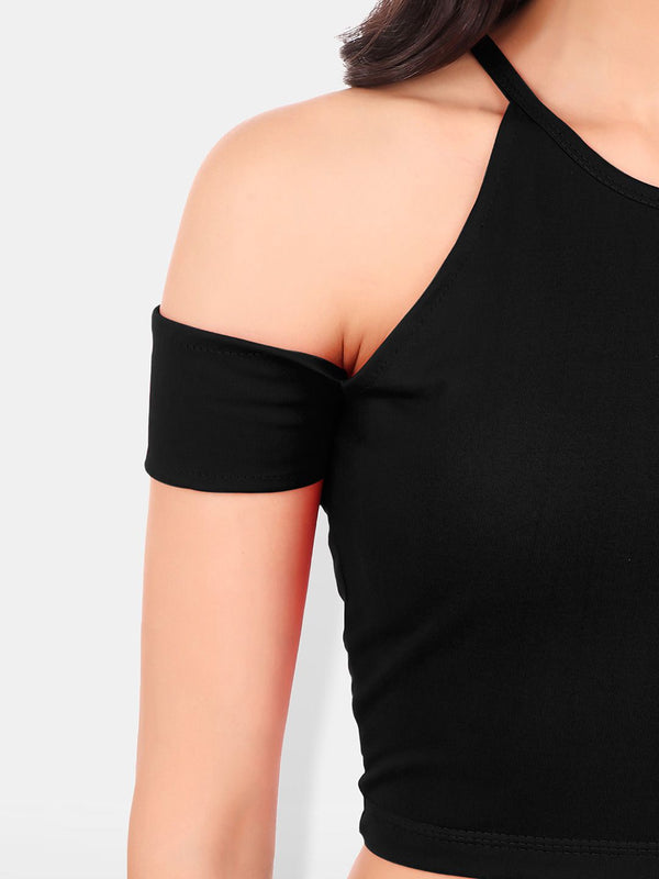 Be You Cold-Shoulder Cotton Crop Top