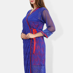 Be You Floral Lace Shoulder Straps Satin Nightdress With Robe