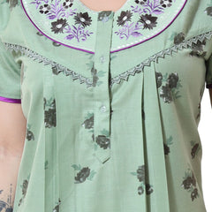 Be You Green Embroidered Maxi Nightdress