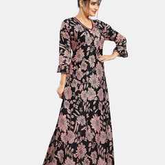 Be You Floral Printed V-Neck Satin Maxi Nightdress