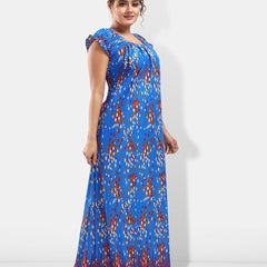 Be You Abstract Printed Square Neck Satin Maxi Nightdress