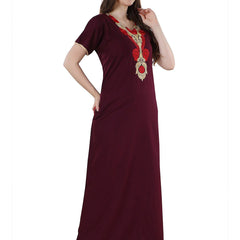 Be You Burgundy Embroidered Maxi Nightdress