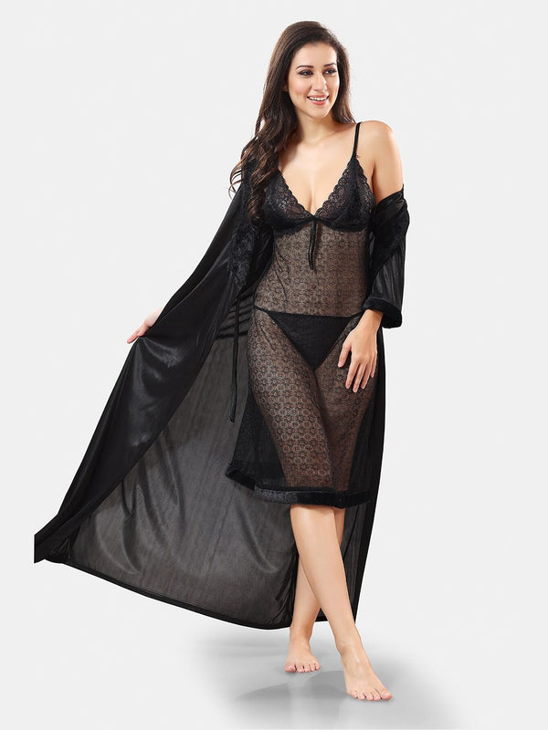 Be You Self Design Nightdress With Robe