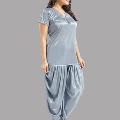 Be You Grey 6 Piece Satin Maxi Nightdress
