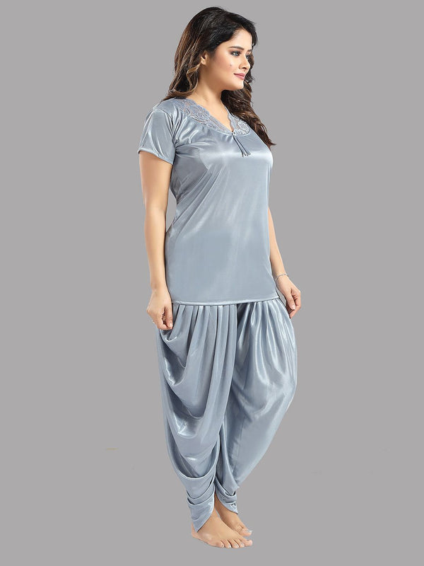 Be You Grey 6 Piece Satin Maxi Nightdress