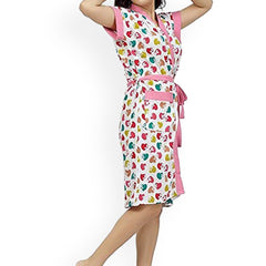 Be You Women Printed Cotton Anti-bacterial Super Soft Bath Robe With Belt