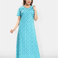 Be You Polka Dots Printed Pure Cotton Maxi Nightdress