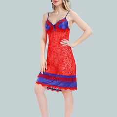 Be You Solid Lace Details Satin Nighty with Robe