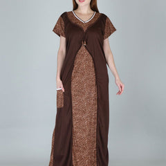 Be You Women Printed Satin Maxi Nightdress