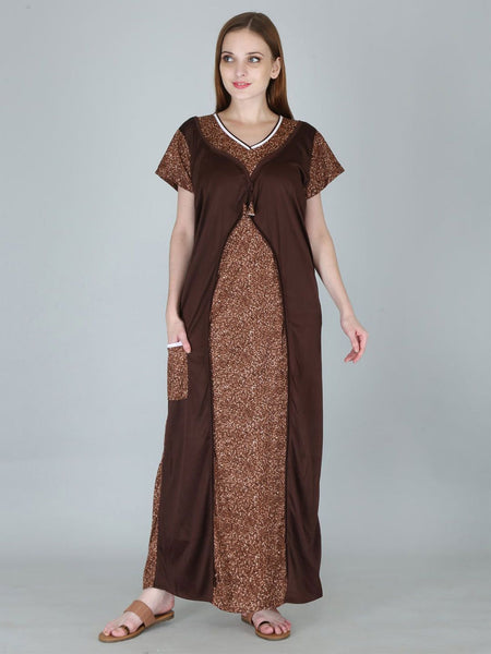 Be You Women Printed Satin Maxi Nightdress