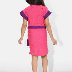Be You Two Tone Pink Solid Cotton Drawstring Knee Length Bath Robe