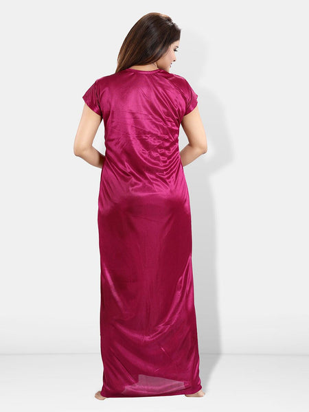 Be You Pack Of 6 Satin Maxi Wrap Nightdress With Lingerie Set