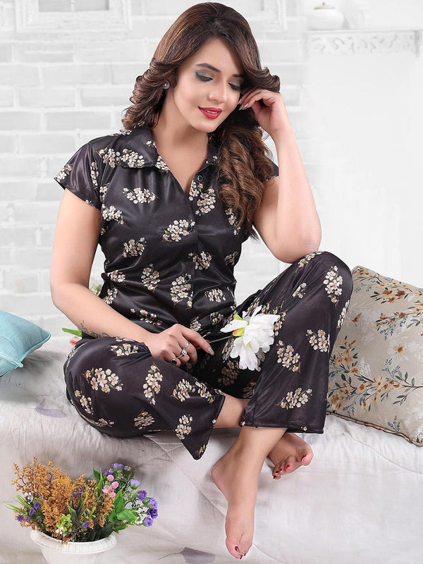 Be You Printed Satin Shirt & Pyjama