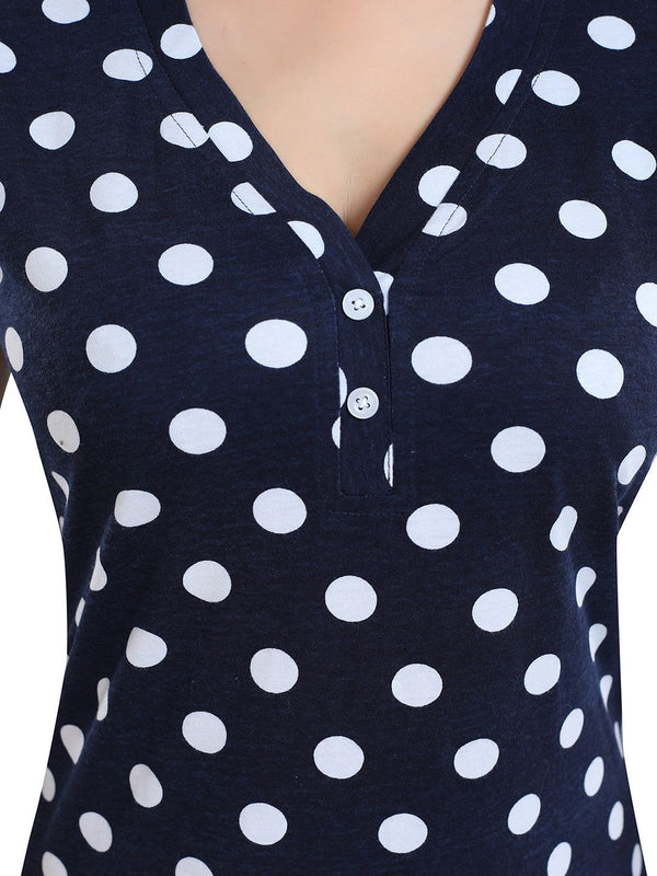 Be You Navy Blue Printed Nightdress