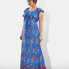 Be You Abstract Printed Square Neck Satin Maxi Nightdress